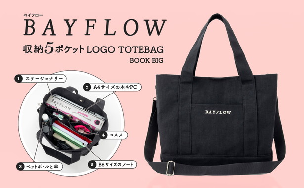 BAYFLOW 収納5ポケット LOGO TOTE BAG BOOK BIG