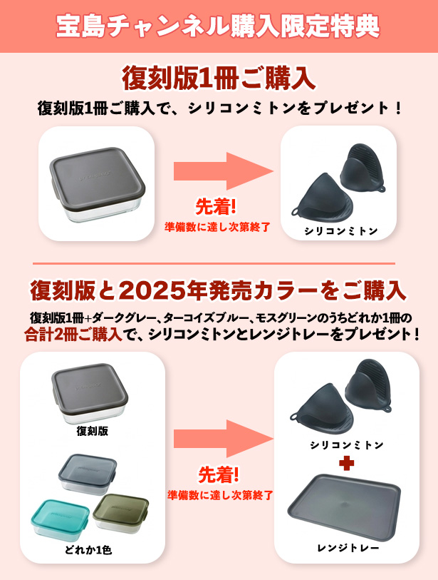 TJ MOOK「復刻版 山本ゆりのおいしいレシピBOOK 限定カラーのiwaki耐熱調理容器つき」 ノベルティ