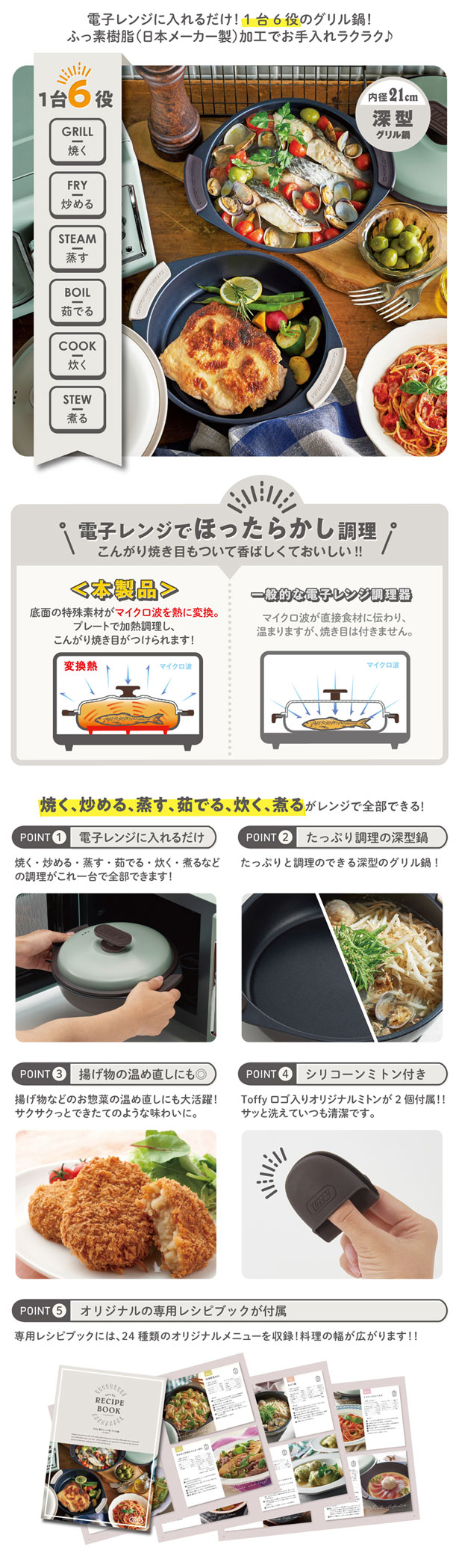 Toffy 電子レンジ用 グリル鍋