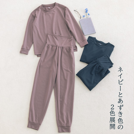 【一般医療機器】Recoverypro Lab. 疲労回復ウェア 『リンネル監修』上下セット（長袖・腹巻ロングパンツ）レディース Mサイズ NAVY
