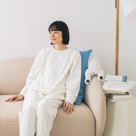 【一般医療機器】Recoverypro Lab. 疲労回復ウェア 『リンネル監修』ベロア長袖 レディース Mサイズ OFF WHITE