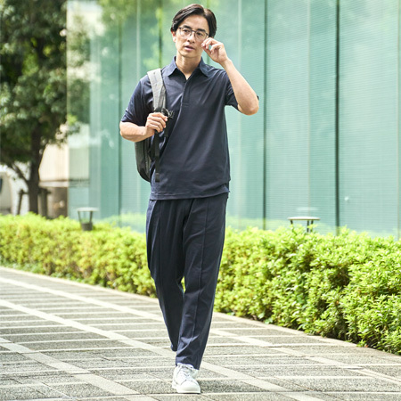【一般医療機器】Recoverypro Lab. 疲労回復ウェア 『MonoMax監修』センタープレスパンツ メンズ Mサイズ NAVY