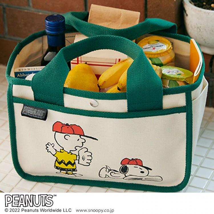 SNOOPY 整理収納できるインテリアトートバッグBOOK GREEN