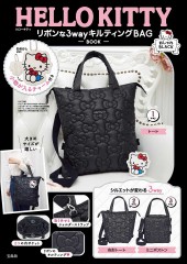 HELLO KITTY リボンな3wayキルティングBAG BOOK おしゃれBLACK