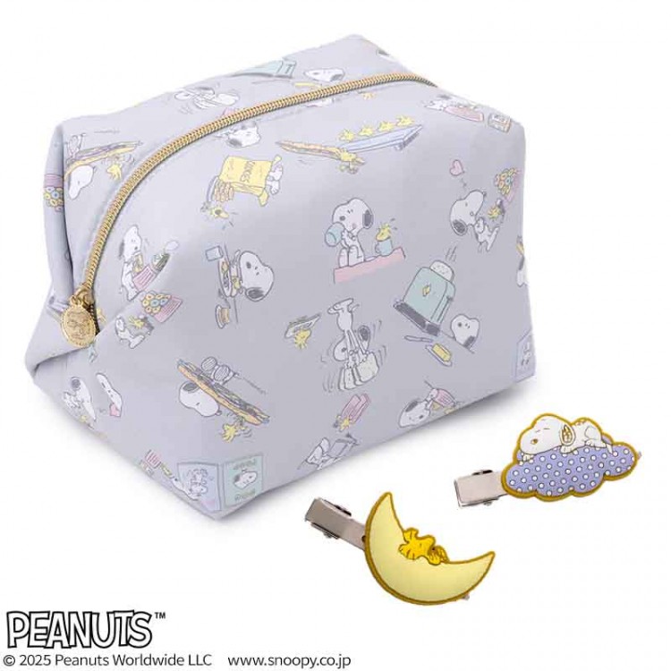 SNOOPY ふわふわBIGポーチ ＆ すやすや前髪クリップ2個セット BOOK