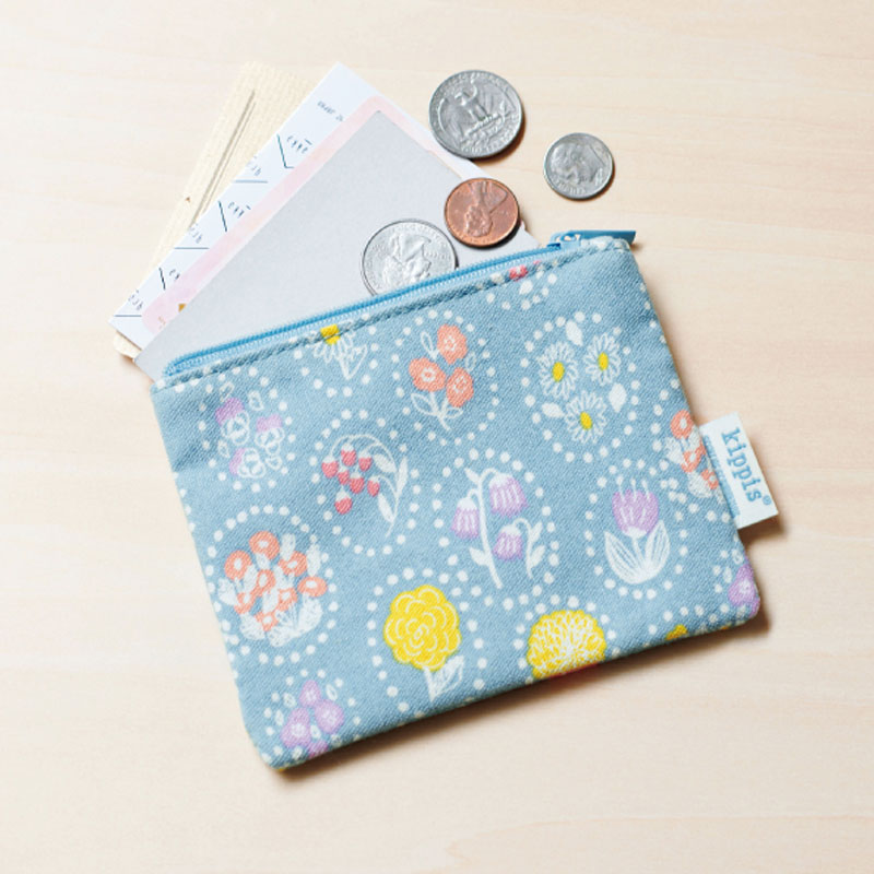 リンネル 2021年9月号特別号：7/19発売【宝島チャンネル限定付録】kippis(キッピス)北欧柄ミニポーチ（ブルー）