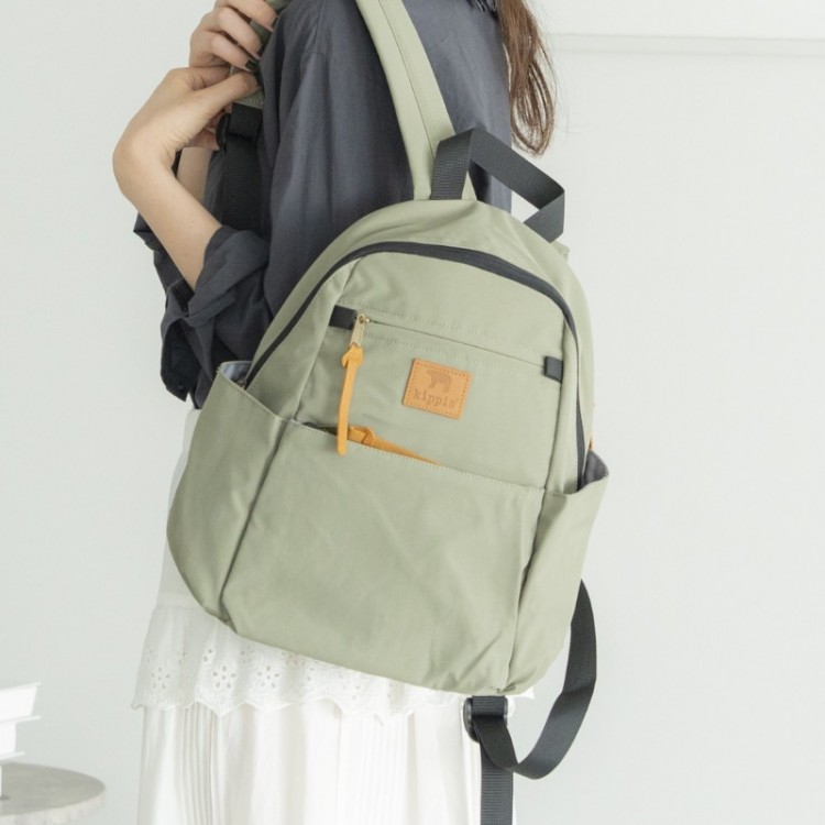 【SALE】kippis 10ポケットミニリュック セージグリーン
