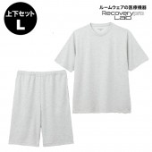 上下セット【一般医療機器】Recoverypro Lab. 疲労回復ウェア 半袖クルーネック・ショートパンツ Lサイズ／GRAY