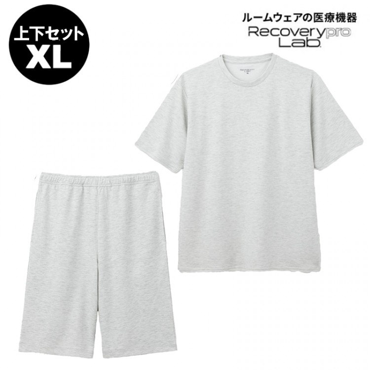 上下セット【一般医療機器】Recoverypro Lab. 疲労回復ウェア 半袖クルーネック・ショートパンツ XLサイズ／GRAY