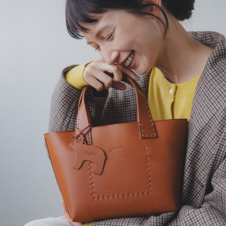 kippis×kazumi×genten特別コラボ　アマーノ トートバッグ S　ブラウン