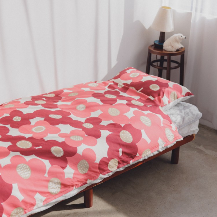 【SALE】kippis 掛布団カバー　ダブル　フラワーレッド