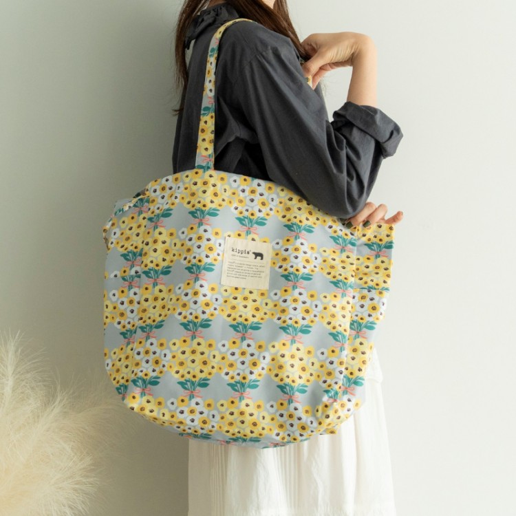【SALE】kippis 巾着トートバッグ　Kukkakimppu　イエロー