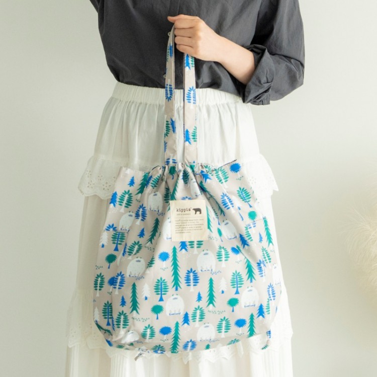【SALE】kippis 巾着トートバッグ　Jeti　グレー