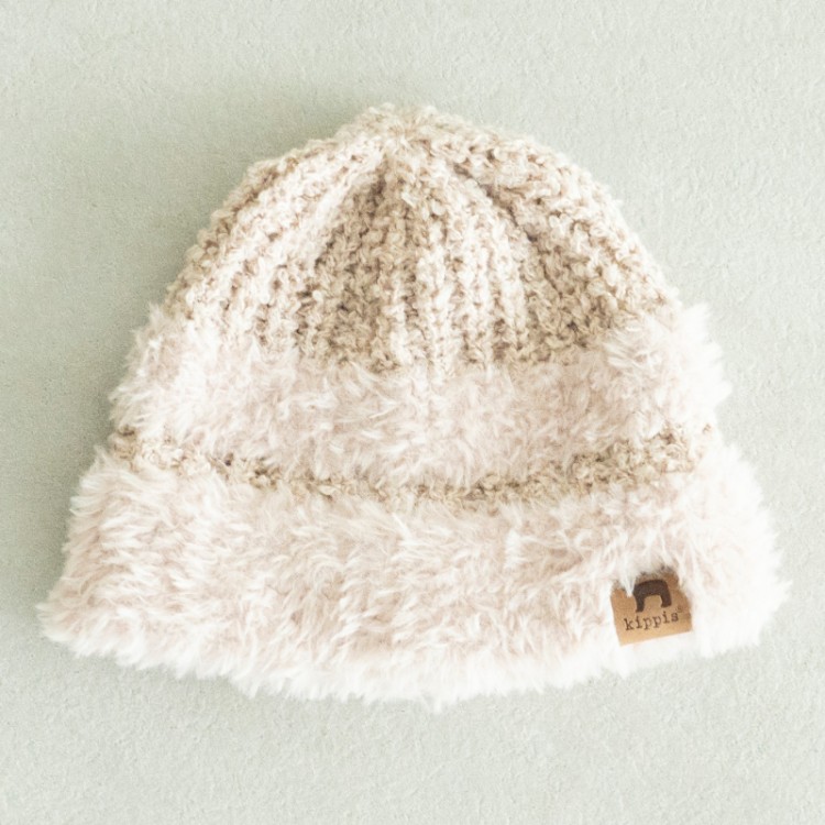 kippis ファーヤーンニット帽　オフホワイト