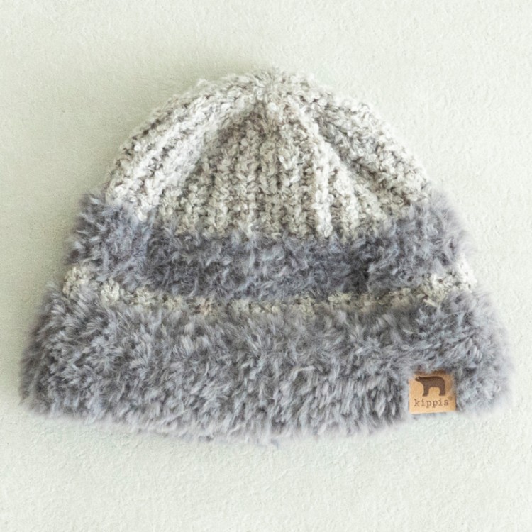 kippis ファーヤーンニット帽　グレー