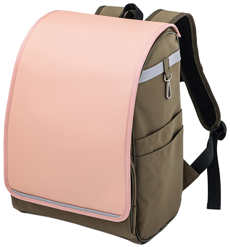 カーキ×フラップ ピンク