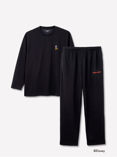 Recoverypro Lab. 疲労回復ウェア Disney MICKEY MOUSE 上下セット（長袖シャツ・ロングパンツ） ブラック