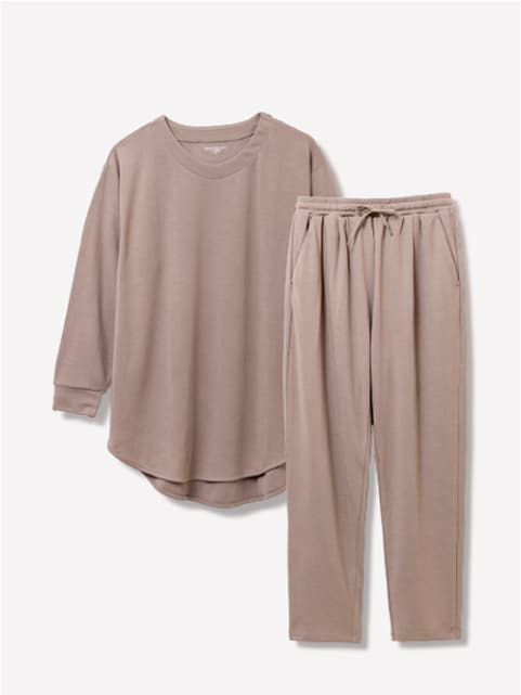 Recoverypro Lab. 疲労回復ウェア 大人のおしゃれ手帖 上下セット（長袖チュニック・ロングパンツ） グレージュ