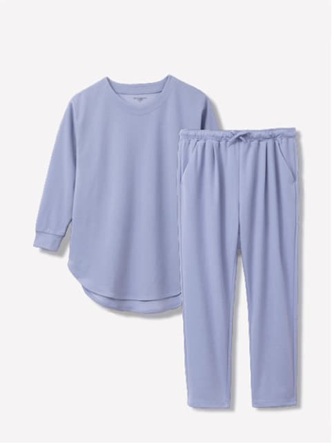 Recoverypro Lab. 疲労回復ウェア 大人のおしゃれ手帖 上下セット（長袖チュニック・ロングパンツ） パープル