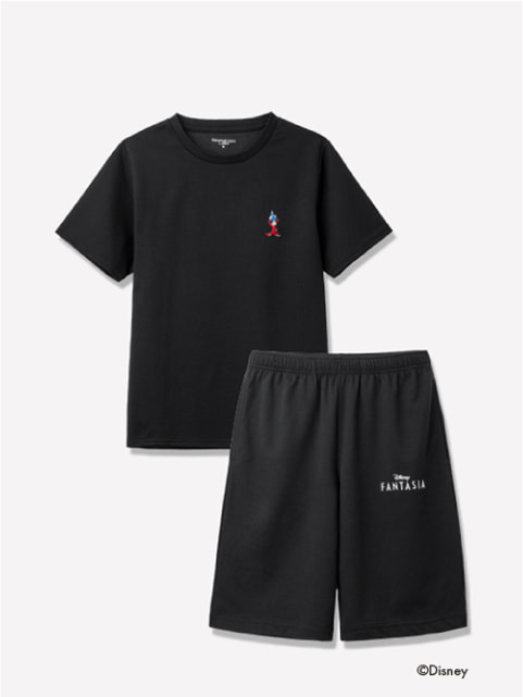 Recoverypro Lab. 疲労回復ウェア Disney FANTASIA 上下セット（半袖シャツ・ショートパンツ） ブラック