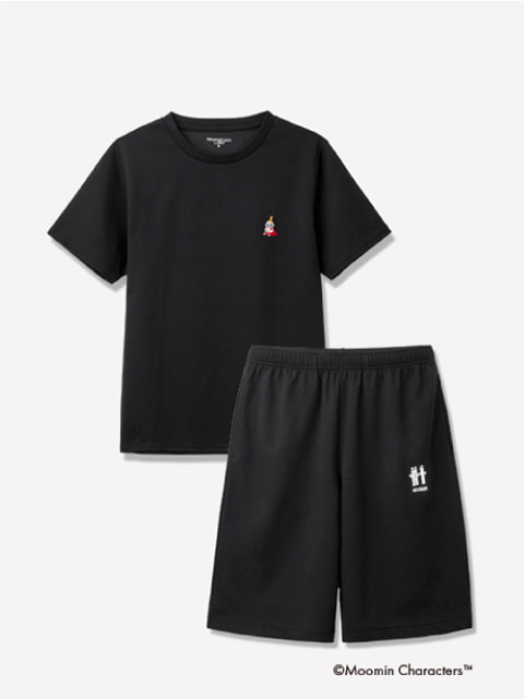 Recoverypro Lab. 疲労回復ウェア MOOMIN 上下セット（半袖シャツ・ショートパンツ） ブラック