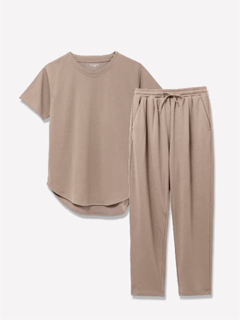 Recoverypro Lab. 疲労回復ウェア 大人のおしゃれ手帖 上下セット（半袖チュニック・ロングパンツ） グレージュ