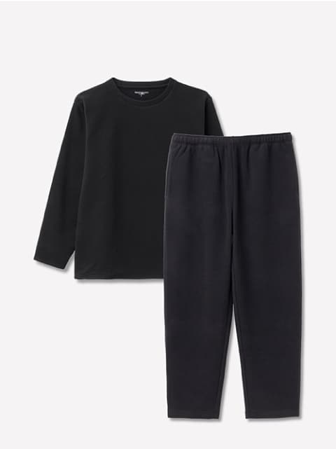 Recoverypro Lab. 疲労回復ウェア あったか起毛フリース 上下セット（プルオーバー・ロングパンツ）ブラック