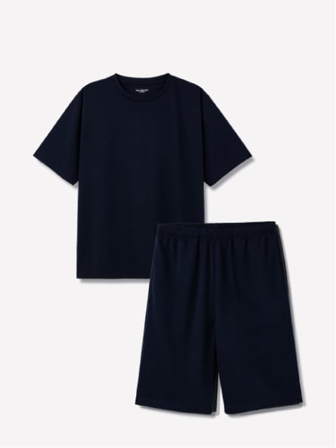 Recoverypro Lab. 疲労回復ウェア ベーシック 上下セット（半袖シャツ・ショートパンツ）ネイビー